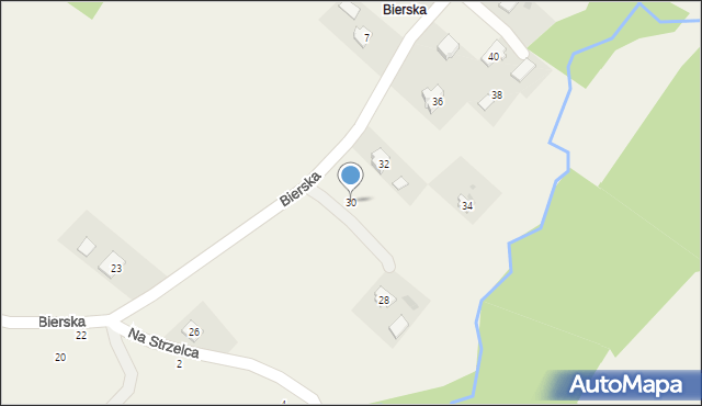 Odrzykoń, Bierska, 30, mapa Odrzykoń