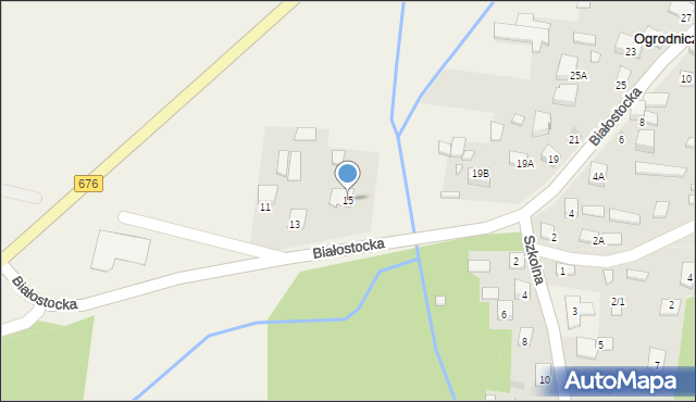 Ogrodniczki, Białostocka, 15, mapa Ogrodniczki