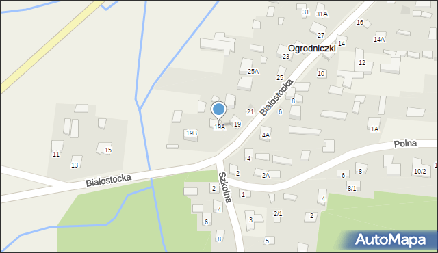 Ogrodniczki, Białostocka, 19A, mapa Ogrodniczki