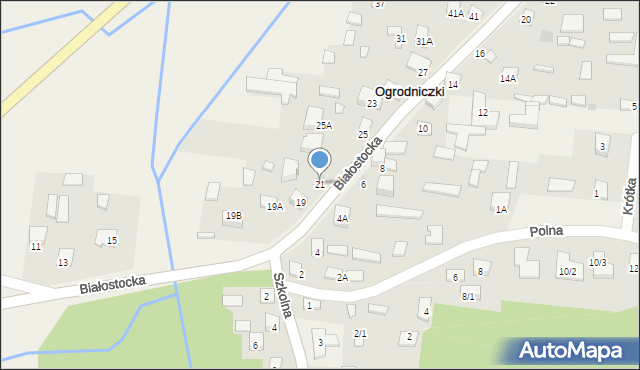 Ogrodniczki, Białostocka, 21, mapa Ogrodniczki