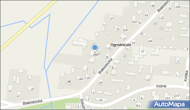 Ogrodniczki, Białostocka, 25A, mapa Ogrodniczki