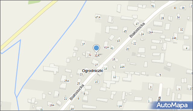 Ogrodniczki, Białostocka, 31A, mapa Ogrodniczki