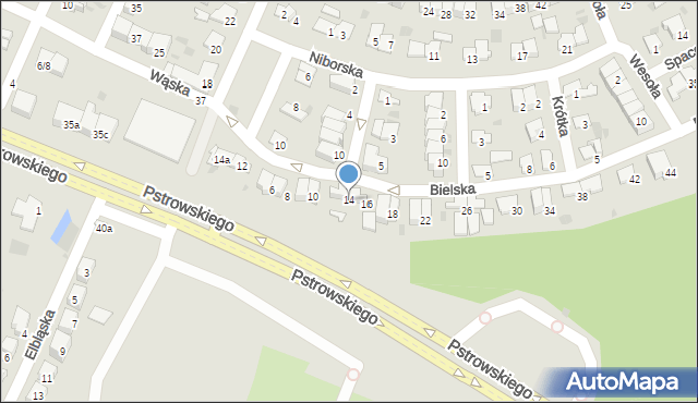 Olsztyn, Bielska, 14, mapa Olsztyna