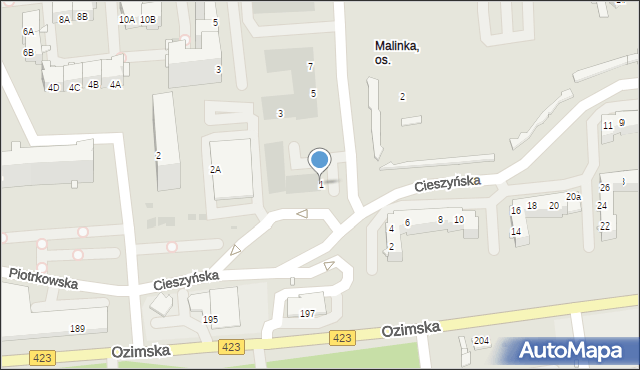 Opole, Bielska, 1, mapa Opola