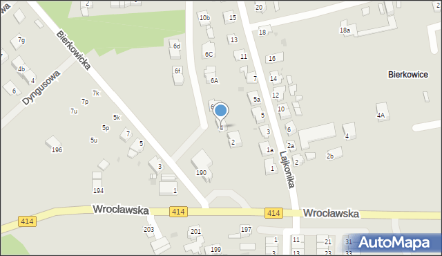 Opole, Bierkowicka, 4, mapa Opola