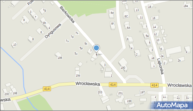 Opole, Bierkowicka, 5, mapa Opola
