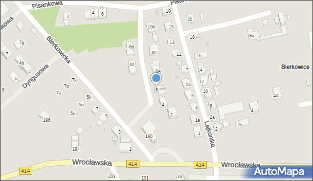 Opole, Bierkowicka, 6, mapa Opola