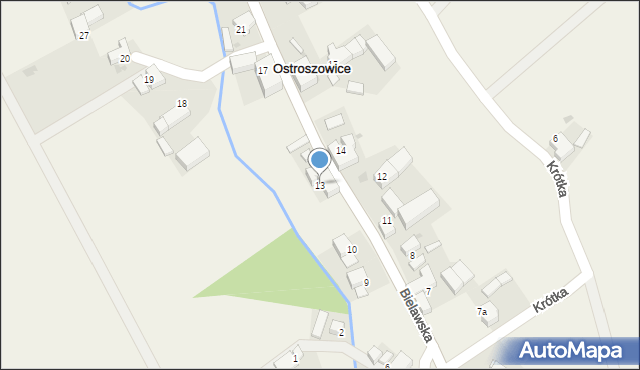 Ostroszowice, Bielawska, 13, mapa Ostroszowice