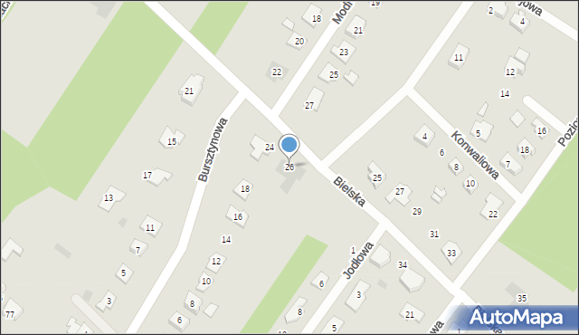 Ostrów Mazowiecka, Bielska, 26, mapa Ostrów Mazowiecka