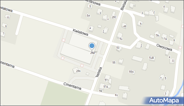 Pisarzowice, Bielska, 26a, mapa Pisarzowice