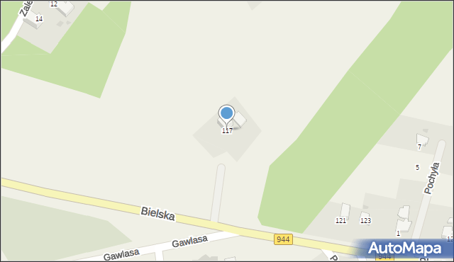 Pogórze, Bielska, 117, mapa Pogórze