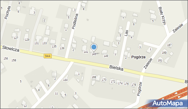 Pogórze, Bielska, 143, mapa Pogórze