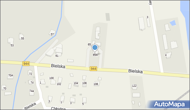 Pogórze, Bielska, 65A, mapa Pogórze