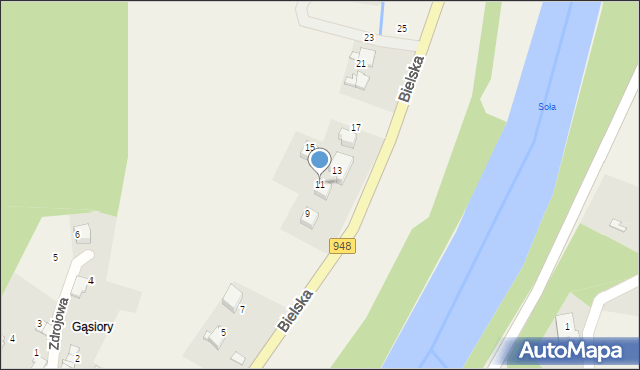 Porąbka, Bielska, 11, mapa Porąbka