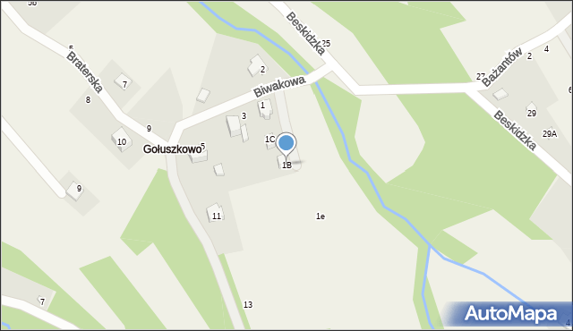 Porąbka, Biwakowa, 1B, mapa Porąbka