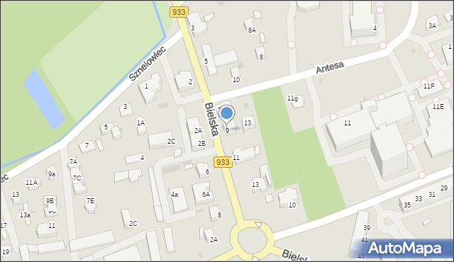 Pszczyna, Bielska, 9, mapa Pszczyny