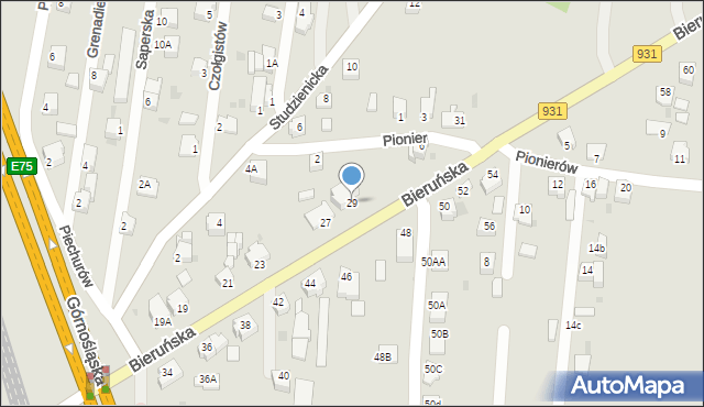 Pszczyna, Bieruńska, 29, mapa Pszczyny