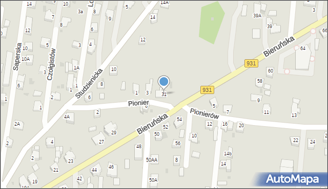 Pszczyna, Bieruńska, 31, mapa Pszczyny