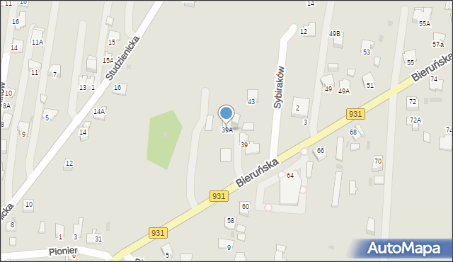 Pszczyna, Bieruńska, 39A, mapa Pszczyny