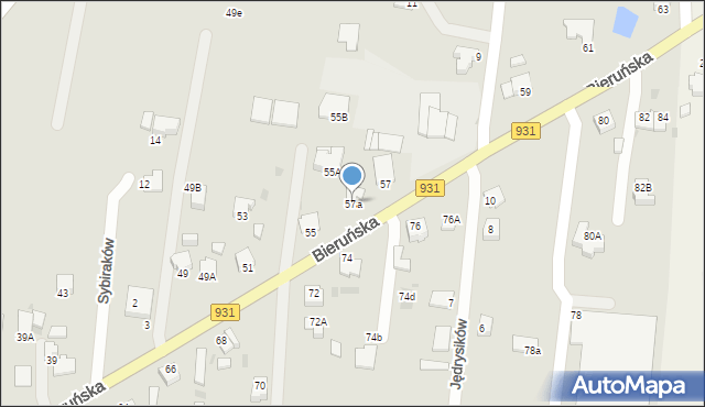 Pszczyna, Bieruńska, 57a, mapa Pszczyny