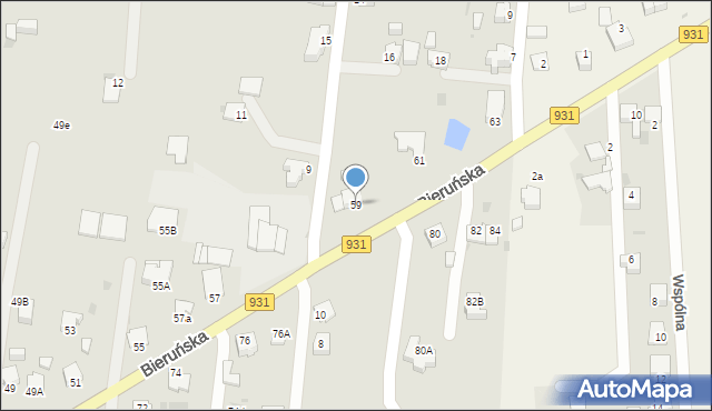 Pszczyna, Bieruńska, 59, mapa Pszczyny