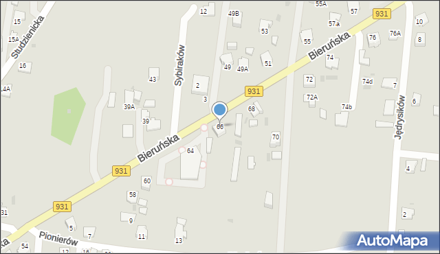 Pszczyna, Bieruńska, 66, mapa Pszczyny