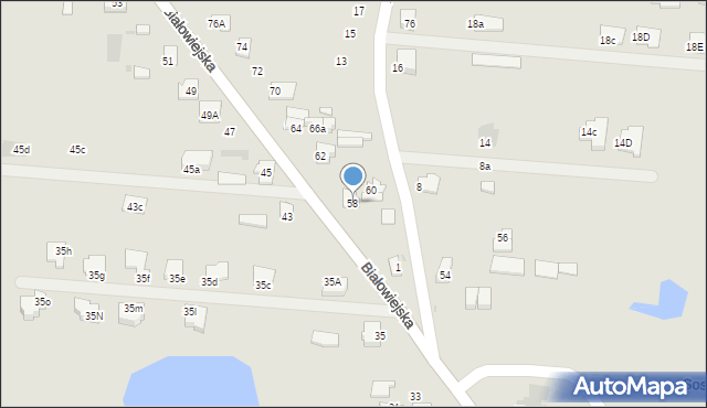 Pułtusk, Białowiejska, 58, mapa Pułtusk