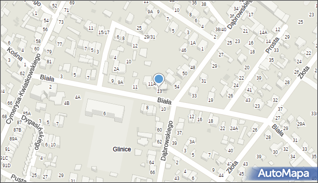 Radom, Biała, 13, mapa Radomia