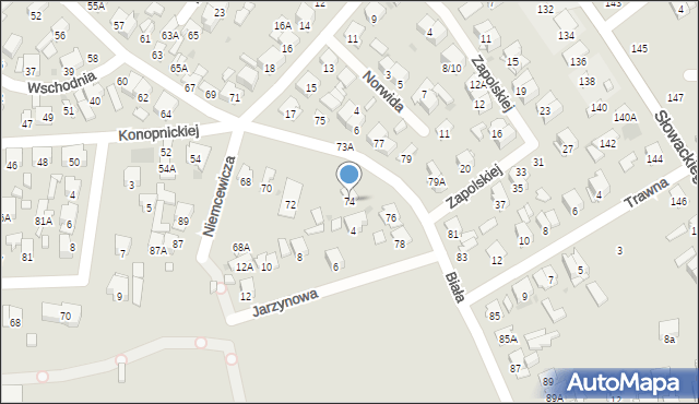 Radom, Biała, 74, mapa Radomia