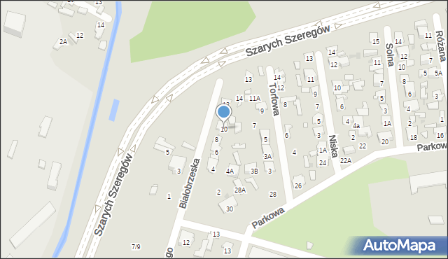 Radom, Białobrzeska, 10, mapa Radomia