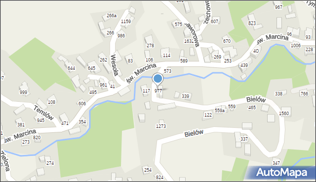 Radziechowy, Bielów, 977, mapa Radziechowy