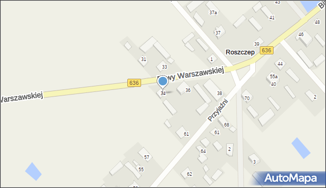 Roszczep, Bitwy Warszawskiej, 34, mapa Roszczep