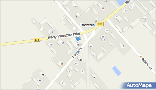 Roszczep, Bitwy Warszawskiej, 38, mapa Roszczep