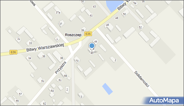 Roszczep, Bitwy Warszawskiej, 40, mapa Roszczep