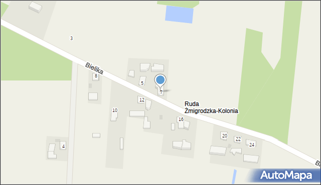 Ruda Żmigrodzka, Bielika, 7, mapa Ruda Żmigrodzka