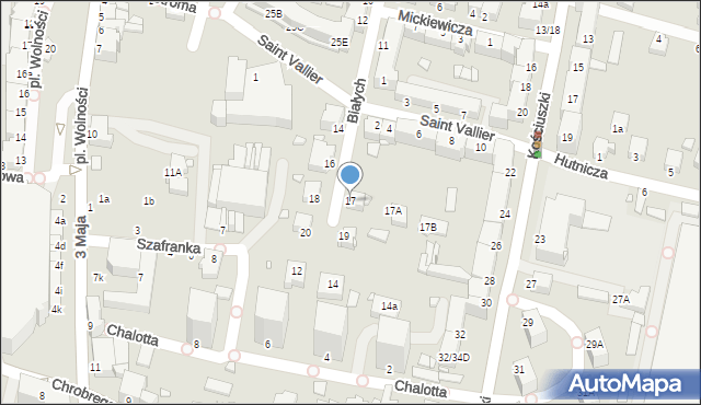 Rybnik, Białych Jadwigi i Feliksa, 17, mapa Rybnika