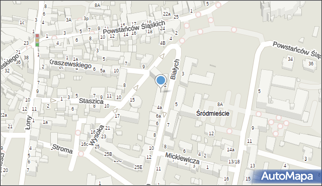 Rybnik, Białych Jadwigi i Feliksa, 4, mapa Rybnika