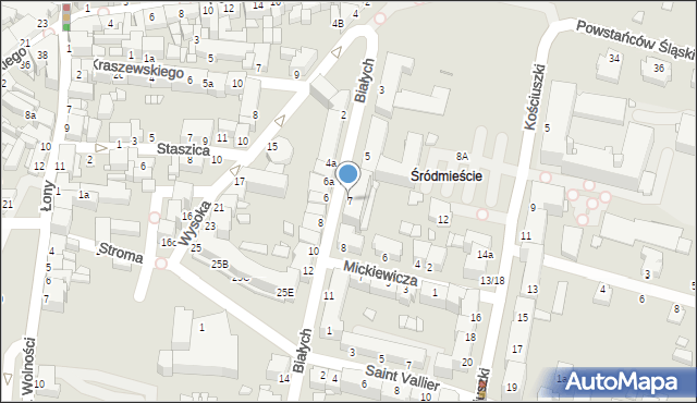 Rybnik, Białych Jadwigi i Feliksa, 7, mapa Rybnika