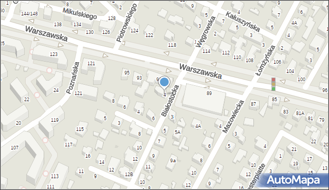 Siedlce, Białostocka, 4, mapa Siedlce