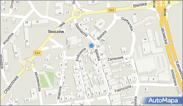 Skoczów, Bielska, 11, mapa Skoczów