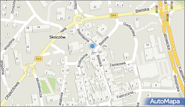 Skoczów, Bielska, 15, mapa Skoczów