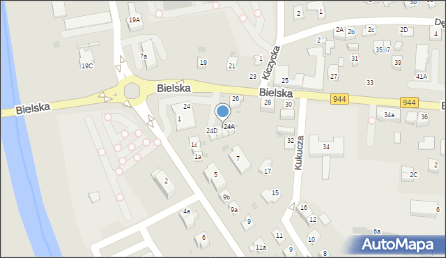 Skoczów, Bielska, 24B, mapa Skoczów