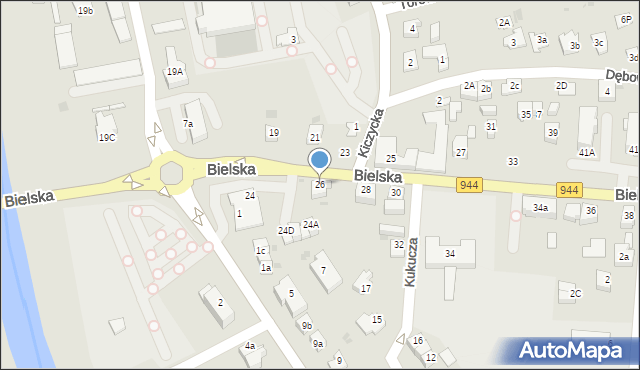 Skoczów, Bielska, 26, mapa Skoczów