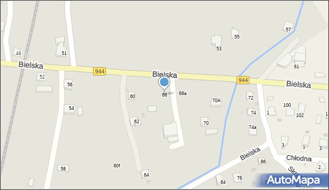 Skoczów, Bielska, 68, mapa Skoczów