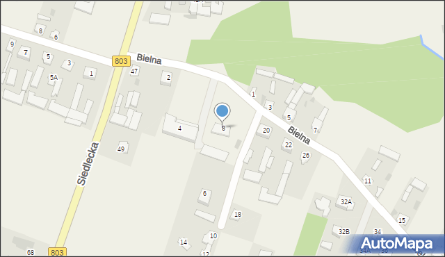 Skórzec, Bielna, 8, mapa Skórzec