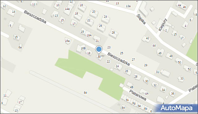 Słupno, Bieszczadzka, 20, mapa Słupno