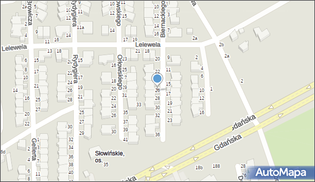 Słupsk, Biernackiego Edmunda, dr., 26, mapa Słupska