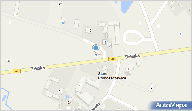 Stare Proboszczewice, Bielska, 28, mapa Stare Proboszczewice
