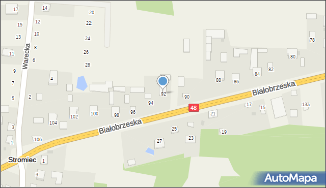 Stromiec, Białobrzeska, 92, mapa Stromiec