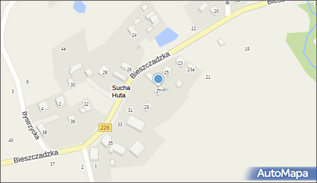 Sucha Huta, Bieszczadzka, 27, mapa Sucha Huta
